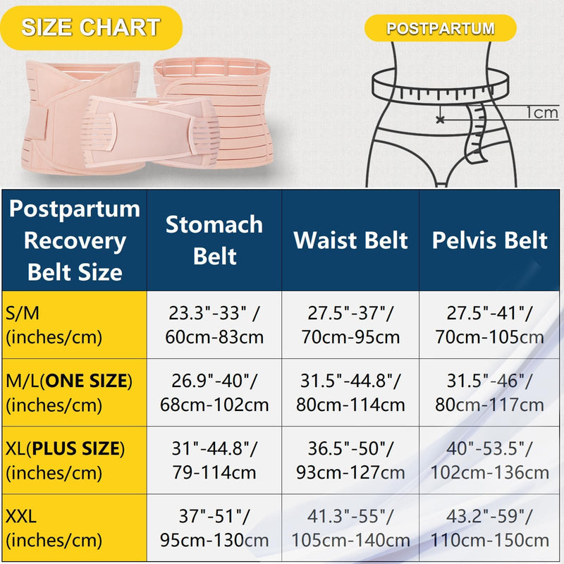 [Australia - AusPower] - ChongErfei 3 in 1 Postpartum Support - Recovery Belly/waist/pelvis Belt Shapewear Slimming Girdle, Beige, L/One Size For Posture Correction Large(One Size) 