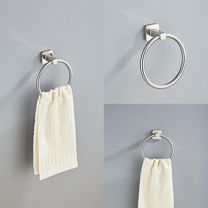Brushed Nickel Bathroom Hardware Set 4 Pieces,Bathroom Accessories Set Stainless Steel Wall Mounted, Hand Towel Bar, Towel Ring, Robe Towel Hooks,Toilet Paper Holder,Towel Bar Set, 23.6 Inch Brushed Nickel 23.6Inch