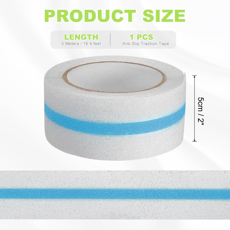 uxcell 2 Inch x 16.4 ft Anti Slip Traction Tape, Clear Grip Tape with Blue Glow, Waterproof Non Skid Strips for Indoor or Outdoor Stairs Steps, and Other Smooth Surfaces
