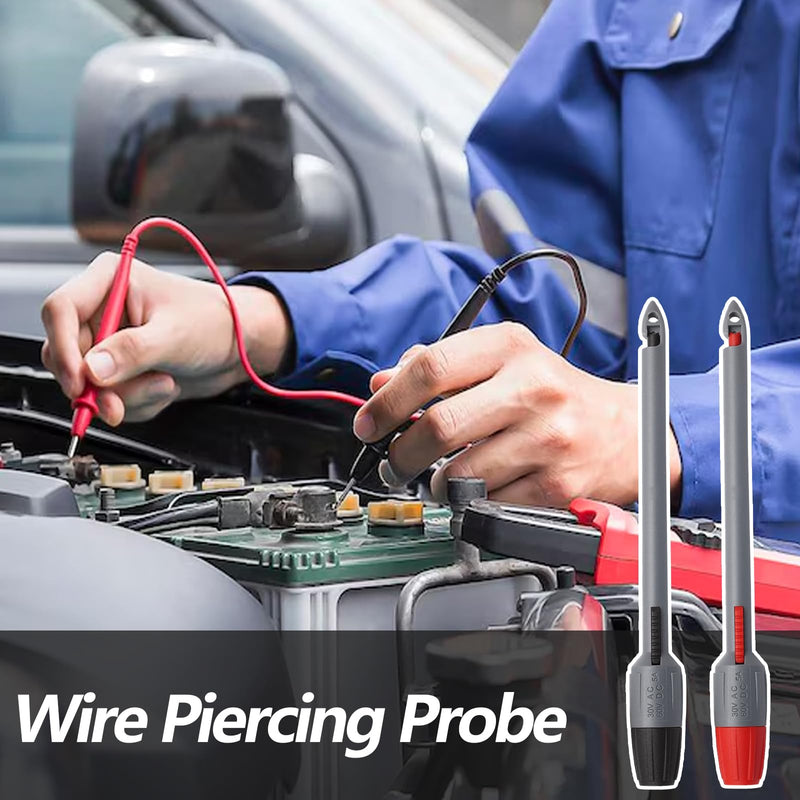 [Australia - AusPower] - 2PCS 2MM Heavy Duty Wire Piercing Probe, Piercing Clip Set Push on Banana Plug Test Leads, Multi Testers Needle Accessories for Electrical Testing Technicians(Extended) Extended 