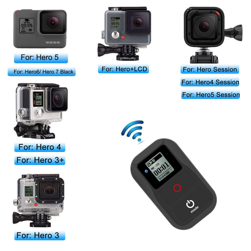 [Australia - AusPower] - Suptig Remote WiFi Remote Compatible for Gopro Hero 8 Hero 7 Black Hero 6 Hero 5 Hero 4 Hero Session Hero 3 Hero 3+ Hero +LCD Max Fusion Waterproof Wireless Remote WiFi Remote (Black) 