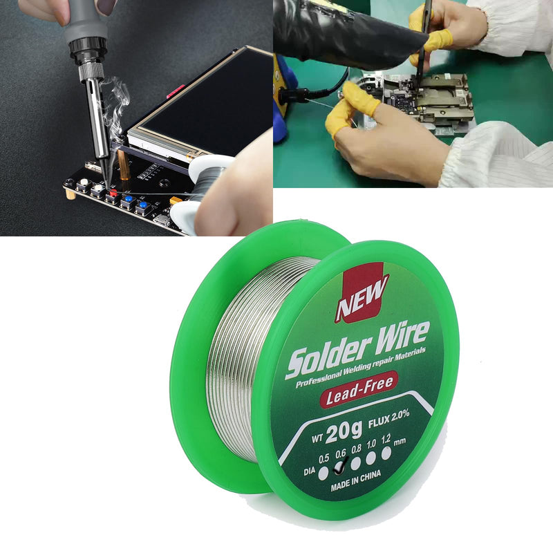 Lead-free Solder 0.6 mm, Soldering Wire 20 g with Flux Solder for Electronics | Rosin Core Sn99.3 Cu0.7 Electronic Solder Wire for Electrosoldering Repair 20g 0.6mm