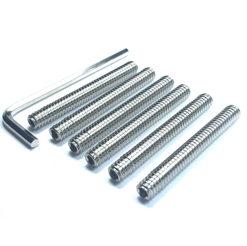 [Australia - AusPower] - 6pcs Set Screws 1/4-20 x 2" inch 304 Stainless Steel Allen Head Hex Hexagon Socket Set Screws with 1/8" Allen Wrench,Set Grub Screws Hex Allen Head Socket Set Screws.(2" Length) 