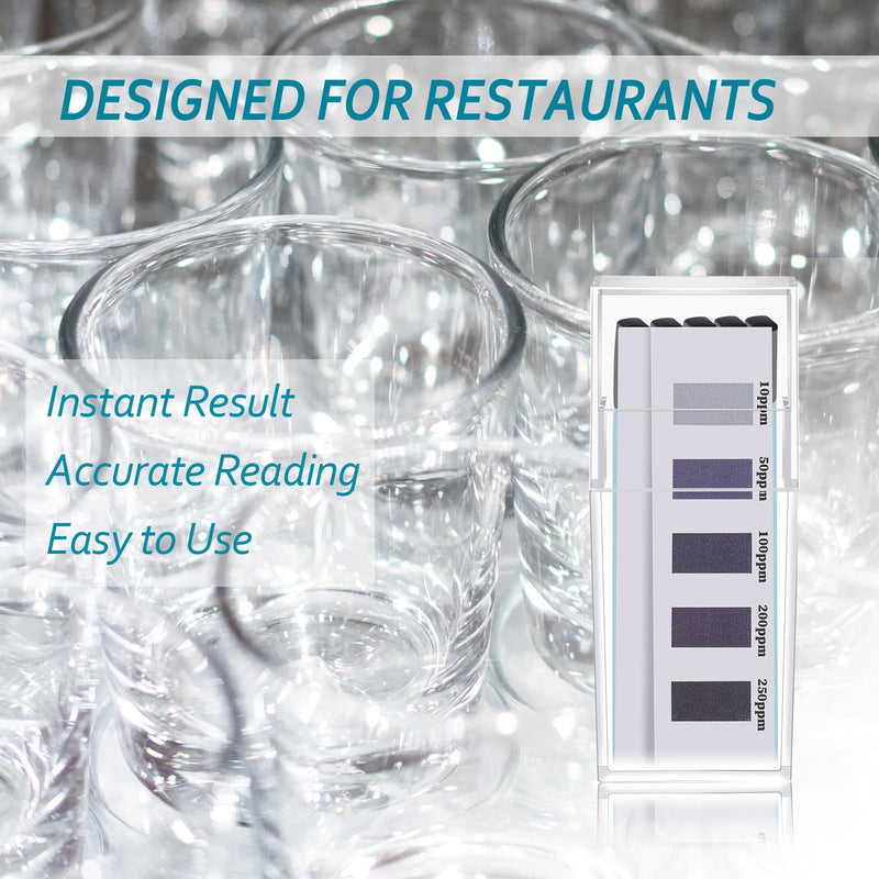 [Australia - AusPower] - 400 Pcs Chlorine Test Strips for Food Service and Restaurants 4 Vial of 100 Sanitizer Bleach Test Strips 0-250 ppm, Instant Result 