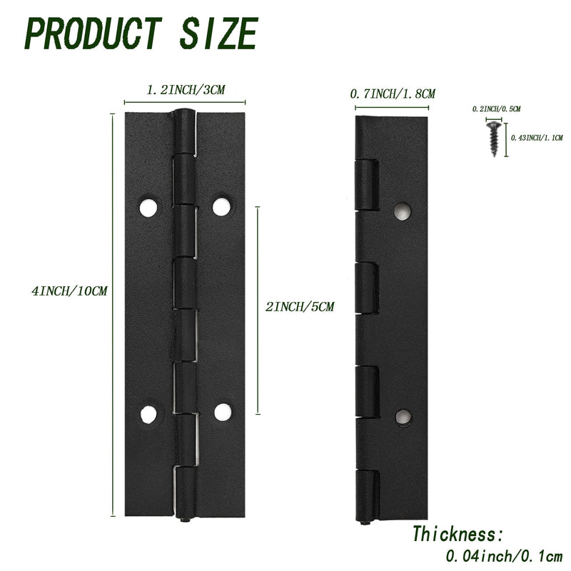 [Australia - AusPower] - 6 Pack Continuous & Piano Hinges,4 inches Black 304 Stainless Steel Hinges 0.04" Thickness Heavy Duty Continuous Hinges with Holes for Pianos，Door，Wooden Boxes，Cabinet. (4inch/10cm) 6 4inch 