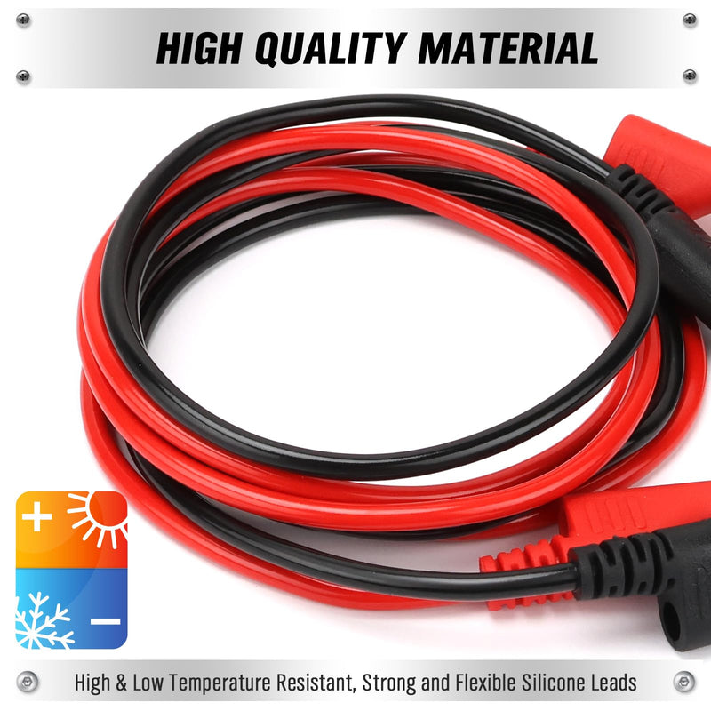 [Australia - AusPower] - SWANLAKE 2-Piece Dual-Ended Banana Plug Test Leads, 1000V 15A 3.5ft/1M Multimeter Electrical 4mm Banana-Plug, Flexible Copper Banana Cable, Electrical Test Wires 