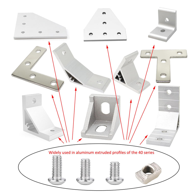 [Australia - AusPower] - 120Pcs 4040 Aluminum Extrusion Hardware Kit - M8 T Slot Nuts & Bolts 10Pcs M8x14, 40 M8x16, 10 M8x18, 60Pcs 40 Series M8 Drop-in T Nuts, Compatible with 4040 4080 Extrusion Accessories 