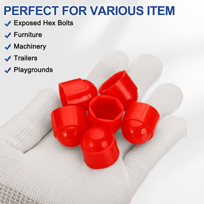 [Australia - AusPower] - PATIKIL 100 Pcs Hex Nut Cover, M12x18x22mm Nylon Screws Bolt Covers Caps Dome Acorn Hex Head Bolt Protection Cap for Screws Nut, Red 