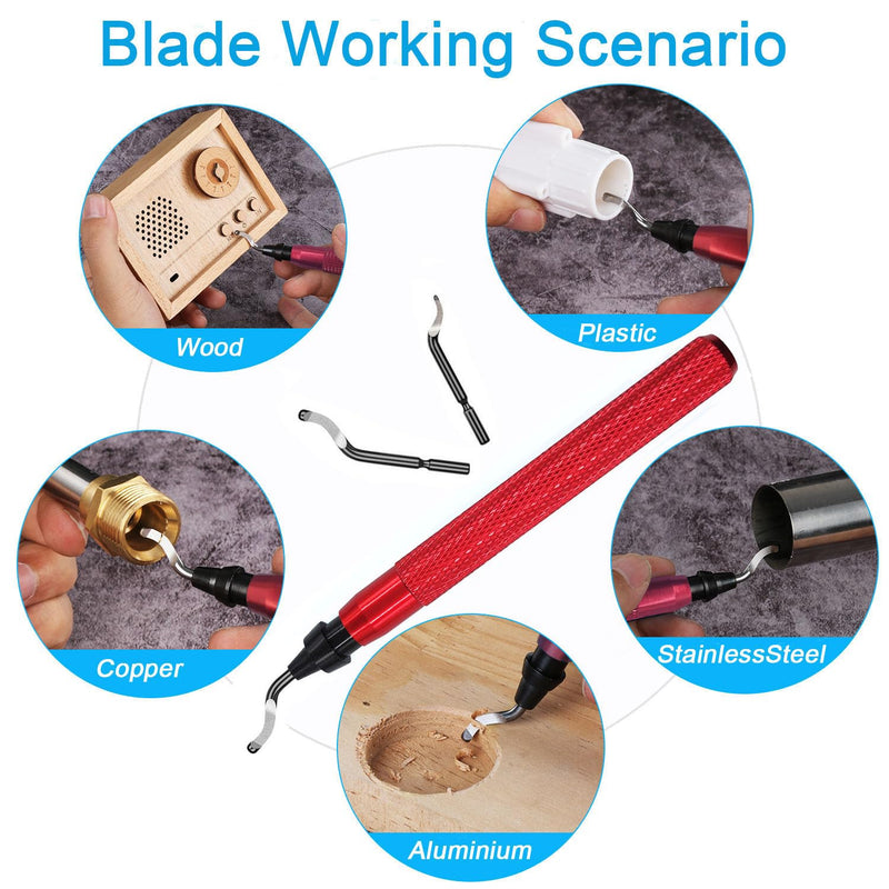 [Australia - AusPower] - Deburring Tool Set with 11 M2 HSS Burr Removal Replacement Blades (8pcs BS1010 for Edges and 3pcs BK3010 for Small Hole) for 3D Printed, Metal, Plastic, Wood, PVC Edges 11 PCS Mixed Blades 