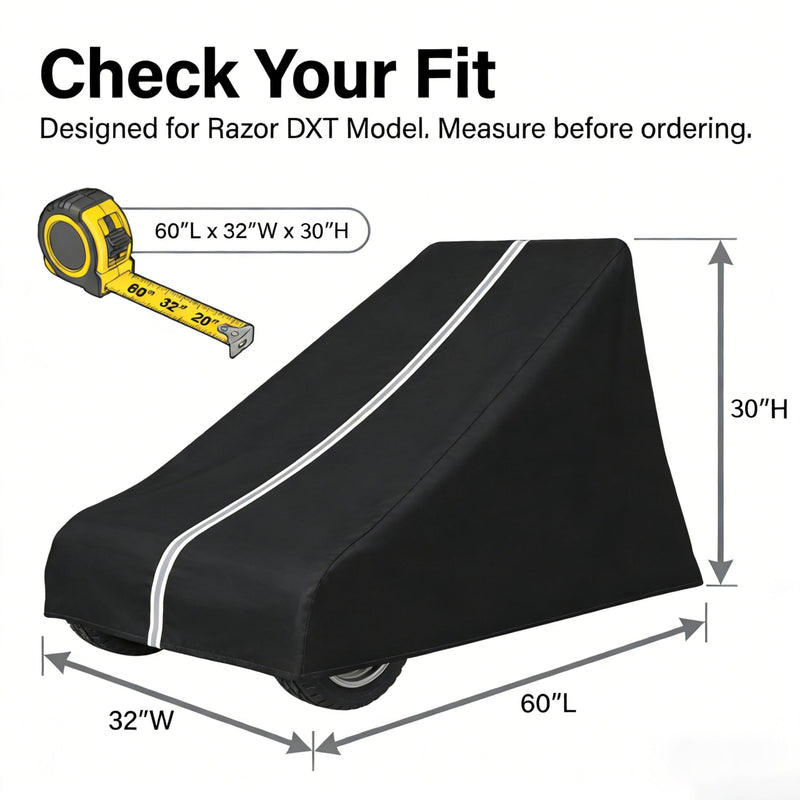 [Australia - AusPower] - Drift Trike Cover, Fits Razor DXT Drift Trike, Dimensions 60L × 32W × 30H In, Made From 600D High-Strength Silver-Coated Waterproof Oxford Fabric, Dustproof and Waterproof, Includes Storage Bag 