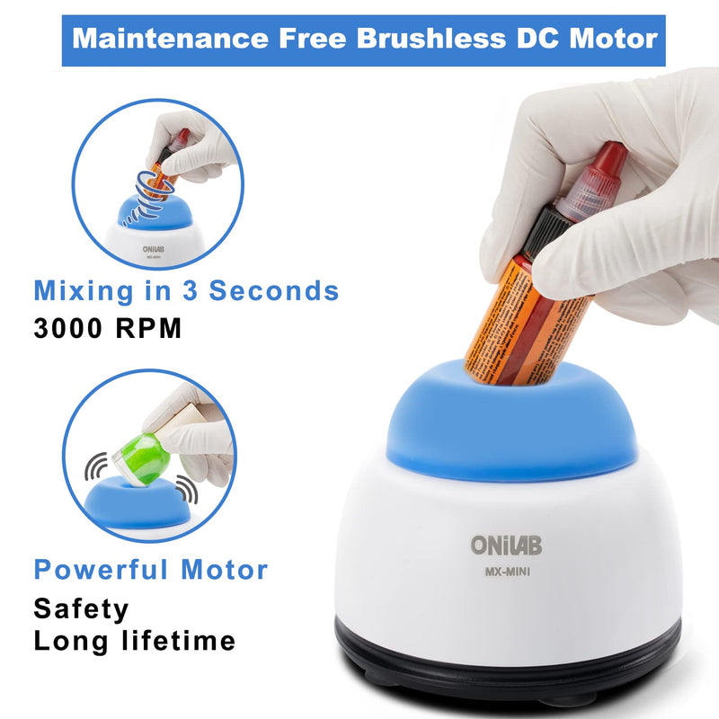 [Australia - AusPower] - ONiLAB Mini Vortex Mixer with Touch Function, Lab Mixing, Nail Polish,Tattoo Ink,Eyelash Adhesives and Acrylic Paints Mixing, Lab Vortexer for Centrifuge Tubes and Test Tubes,Blue Blue 