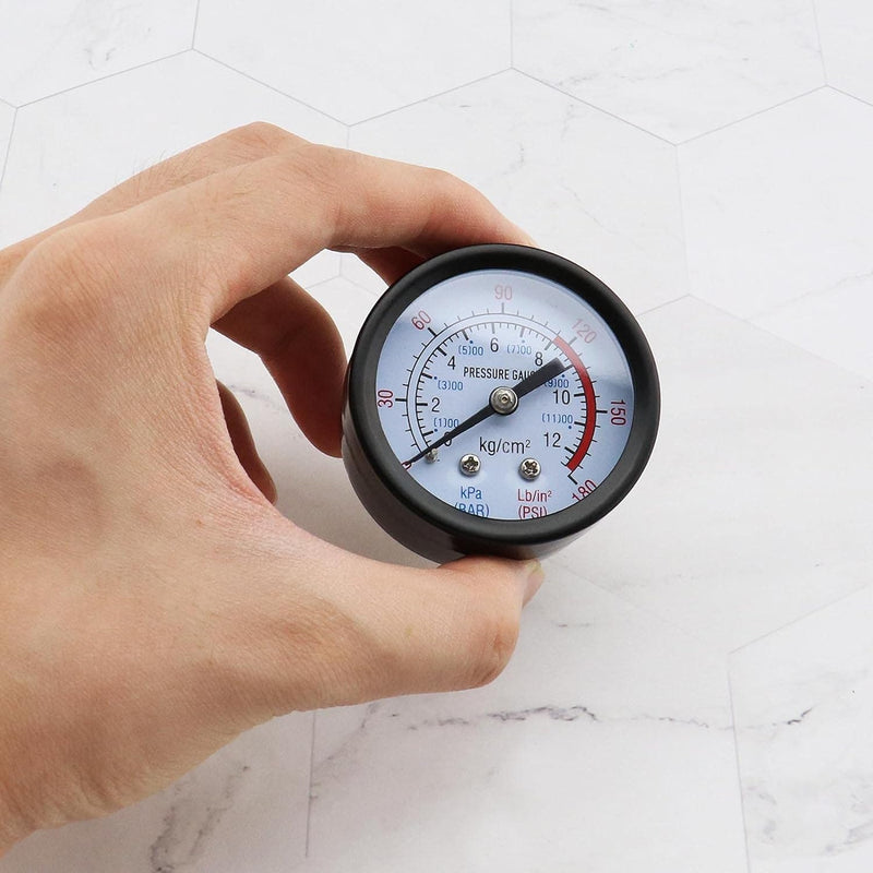 Air Compressor Pressure Gauge, Pressure Gauge for Air Compressor 180 PSI/12Bar, Compressed Air Pressure Gauge for Compressor 42 mm Diameter for Screw Compressors, Piston Compressors