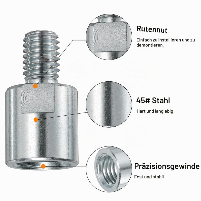 QUARKZMAN M14 Female to M10 Male Adapter Polisher Adapter Connection | Rotary tool connection thread adapter conversion tool for polishing wheel