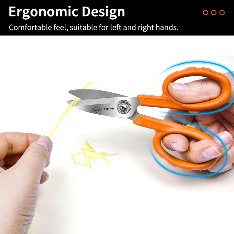 FSP-101 Anti Slip Kevlar Scissor,Electrician Scissors,For Cutting Fabric, Kevlar, Tape, Cable, Leather, Partner for Working Technicians, Electricians,FTTX Working Technicians FSP-101