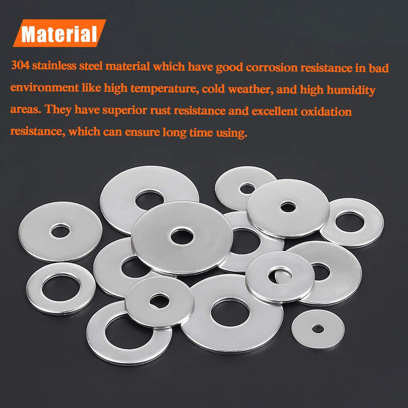 [Australia - AusPower] - 50 Pieces #10 Stainless Flat Washers, 1" Outside Diameter, 0.055" Thickness, 18-8 (304) Stainless Steel Washers, Metal Washers, Flat Washers for Bolts Screws #10 x 1" ?50 PCS? 