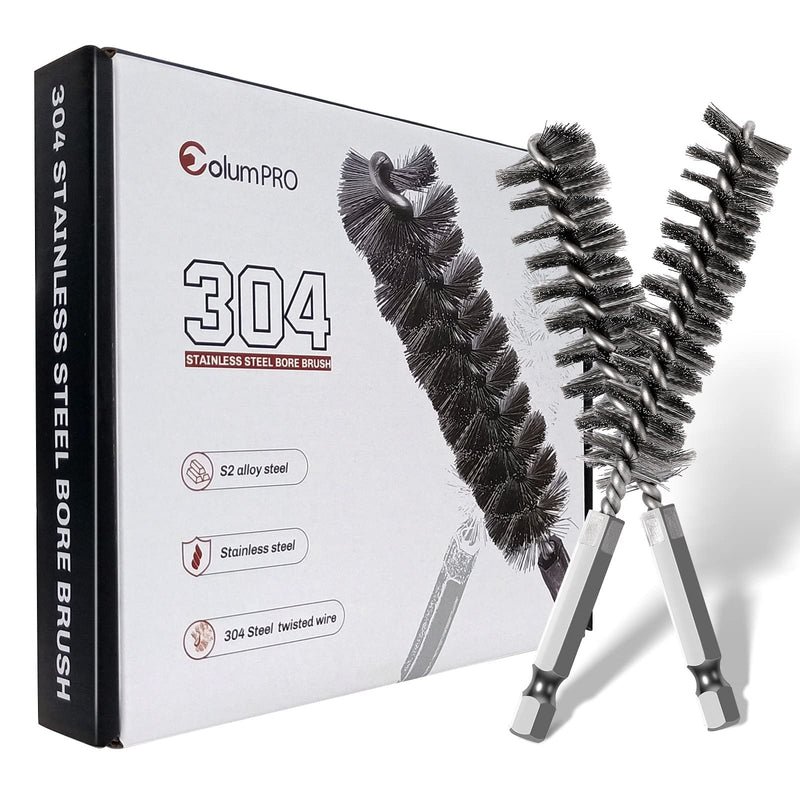 [Australia - AusPower] - 6PCS 304 Stainless Steel Bore Brush Copper Pipe Cleaner, Twisted Wire Drill Brush,1/4 Inch Hex Shank S2 Steel Handle, for Power Drill Plumbing Tools 9 mm,11 mm,13 mm,16 mm,18 mm,19 mm 