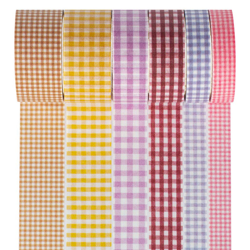 YUBBAEX 6 Rolls Plaid Washi Tape Set Basic Grid Masking Decorative Tapes for Arts, DIY Crafts, Journals, Planners, Scrapbooking, Wrapping (Basic Plaid) Basic Plaid