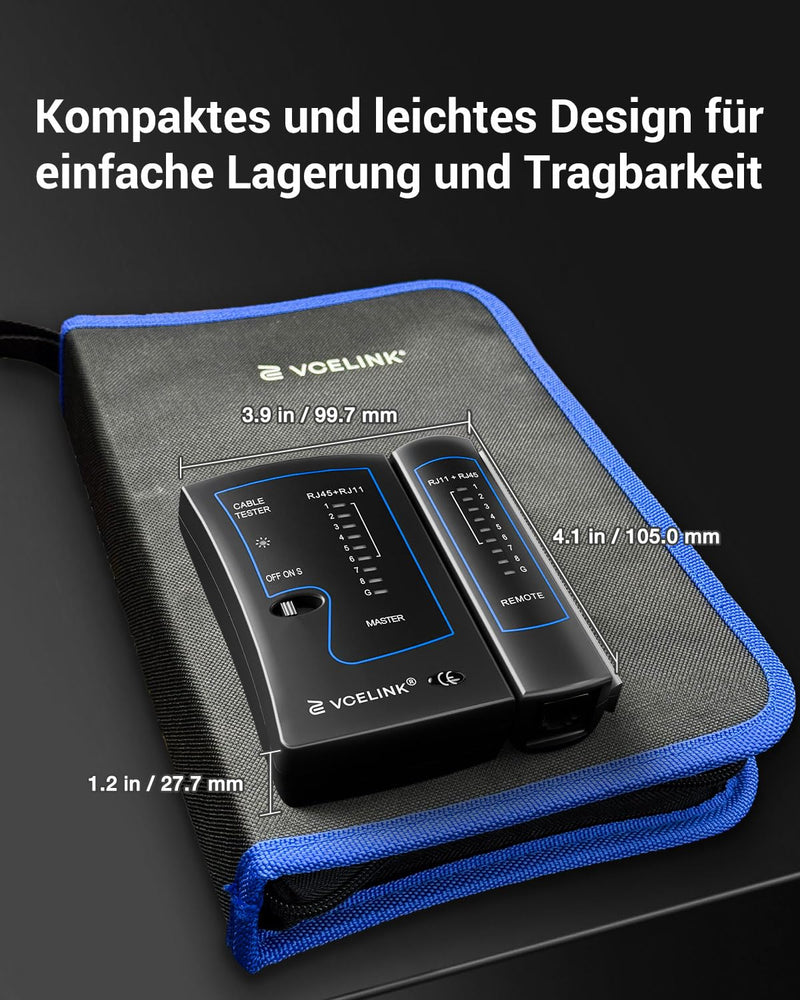 [Australia - AusPower] - VCELINK Kabeltester, Netzwerktester Kabeltester für RJ45 RJ11 Kabel-Patchkabel-Leitungstester, LAN Tester, Telefon Kabelteser, Schwarz 