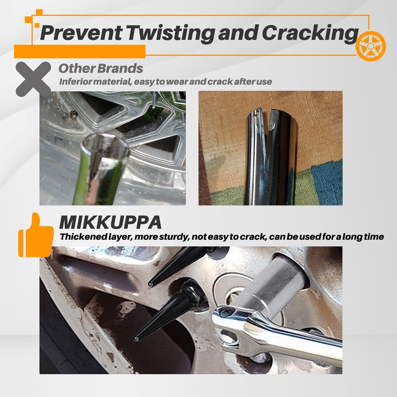 [Australia - AusPower] - MIKKUPPA Spike Lug Nuts Socket Key - Solid Socket with 19mm Hex, Universal Spiked Lug nuts Socket Key Replacement Tool for M14x1.5, M14x2.0, 9/16-18, 1/2-20, M12x1.5, M12x1.25 One-Piece Spiked Lug Nut Hexagon Spike Lug Nuts Socket Chrome 