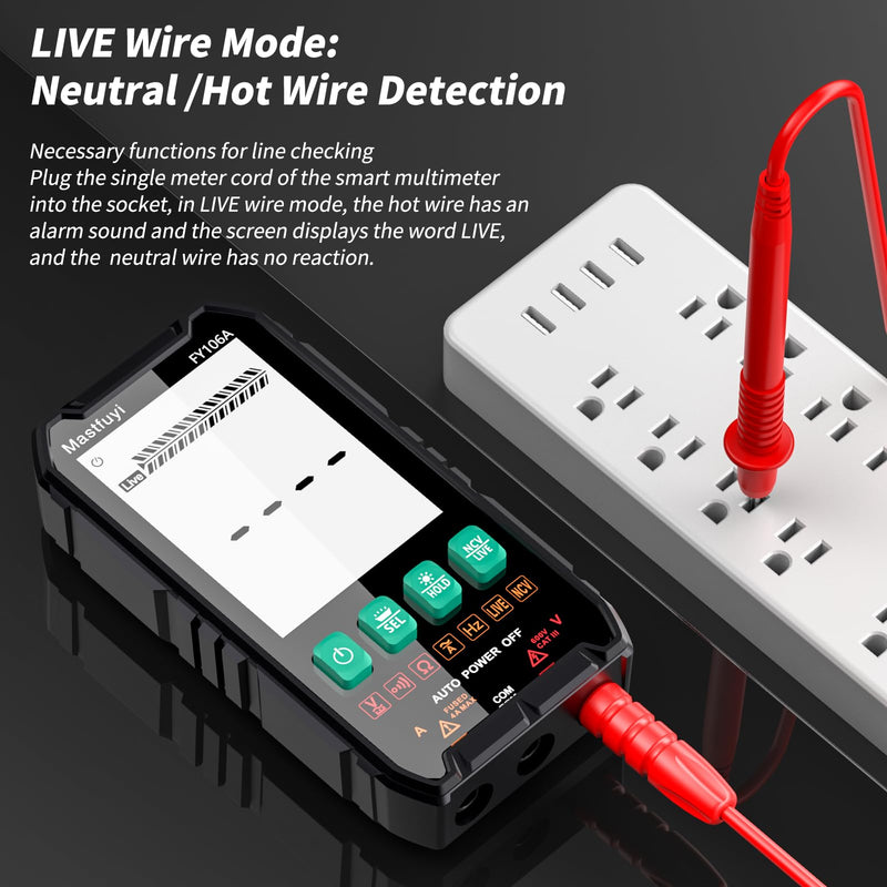 [Australia - AusPower] - Multimeter Digital, Multi Tester NCV, Compact Intelligent Electrical Tester, Auto-Ranging, Overload Protection, True RMS 4000, Backlit LCD, AC/DC Current/Voltage, Continuity, Frequency [ FY106A ] 