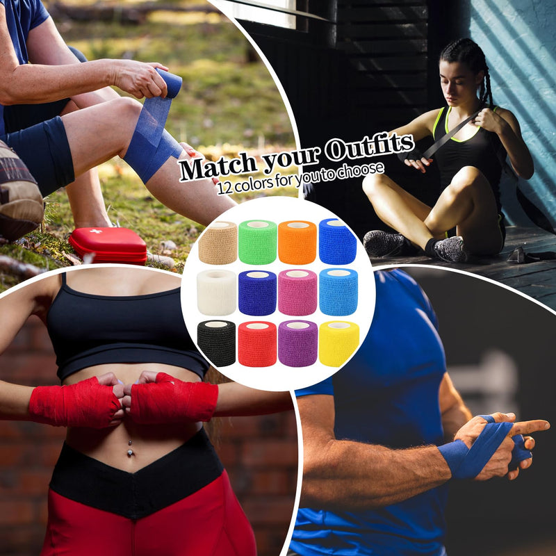 [Australia - AusPower] - 1"/2"/3"/4" Self Adhesive Bandage Wraps, 6pcs 5 Yard Breathable Elastic Wraps, 12 Colors to Choose, (2", Skin Color, 6pcs) 6pcs Skin Color 2 Inch 