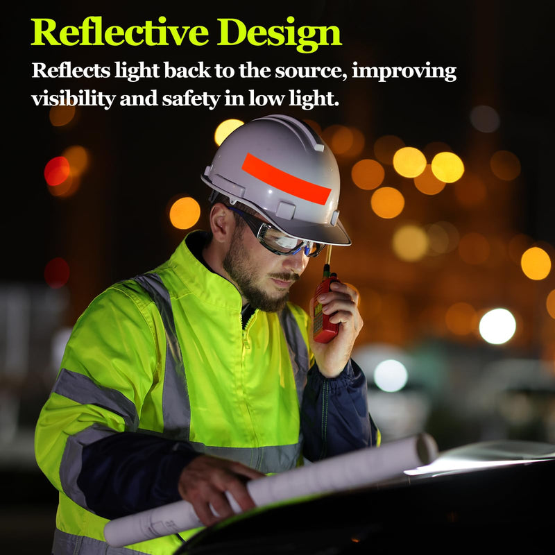 PATIKIL Hard Hat Reflective Stickers, (5 x 6 Inch, Orange Red) (10 Pcs), Retro Reflective Safety Tape Durable Adhesive Helmet Stickers, Suit for - Hard Hats/Helmets/Mailboxes