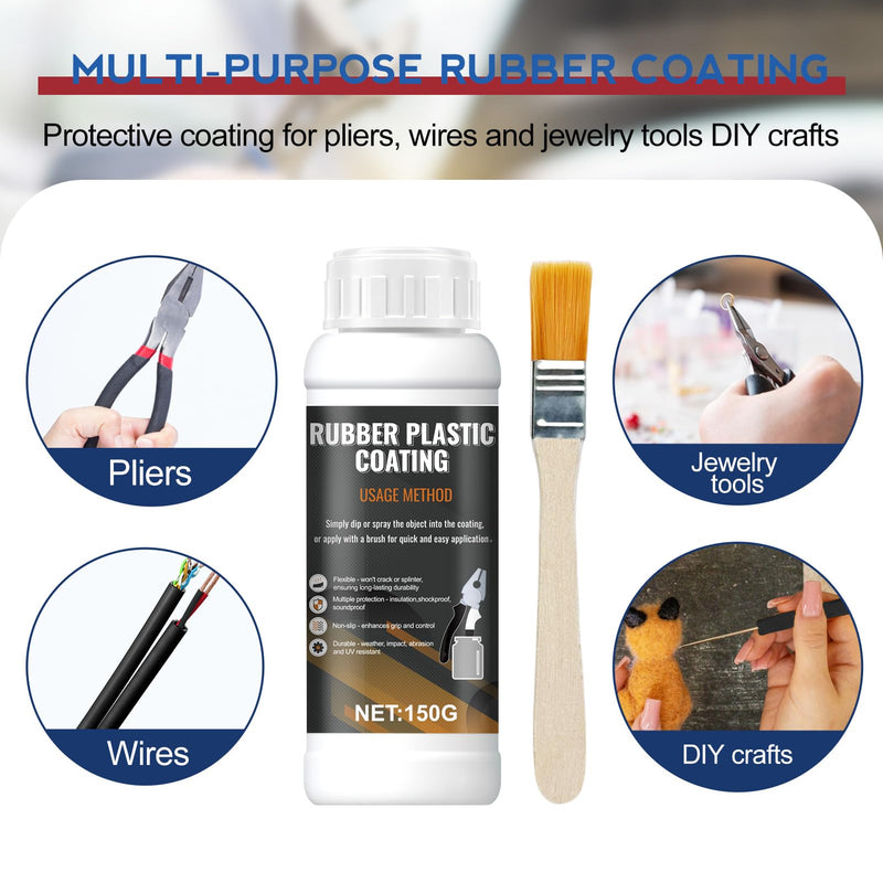 [Australia - AusPower] - Tool Dip Rubber Coating, Liquid Rubber Dip Flexible Peelable Protective Coating Rubber Coating Sealant, Waterproof, Flexible, Breathable, Slip Resistance for Tools DIY Craft, 150g Black 