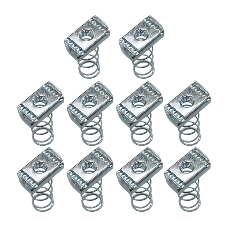 [Australia - AusPower] - Strut Channel Nuts, 3/8-16 Spring Channel Nuts with Zinc Electroplate Finish, Long Spring Nuts Great for Use with Strut Channel (10 Pack) Standard Spring 