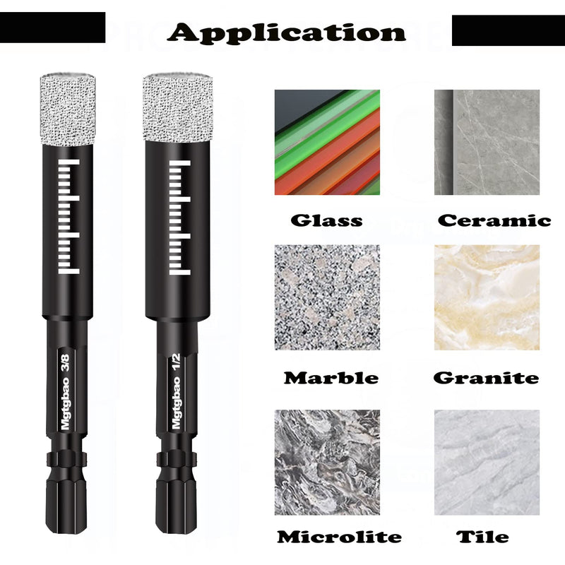 6pc 9/16” Black Dry Diamond Drill Bits Set, 14mm Hex Shank Core Drill Bit Brazed with Cooling Wax for Porcelain Tile Ceramic Concrete Granite Marble Hard Materials (not for Wood). 9/16 in 6
