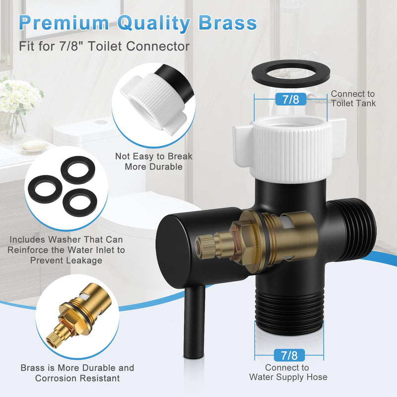 Handheld Toilet Bidet Sprayer 2 Pack, Water Pressure Adjustable Sprayer with Hose and 7/8 "T-Valve, Jet Spray and Soft Spray, for Toilet, Bidet, Shower etc., Stainless Steel, Black Black-2 Pack
