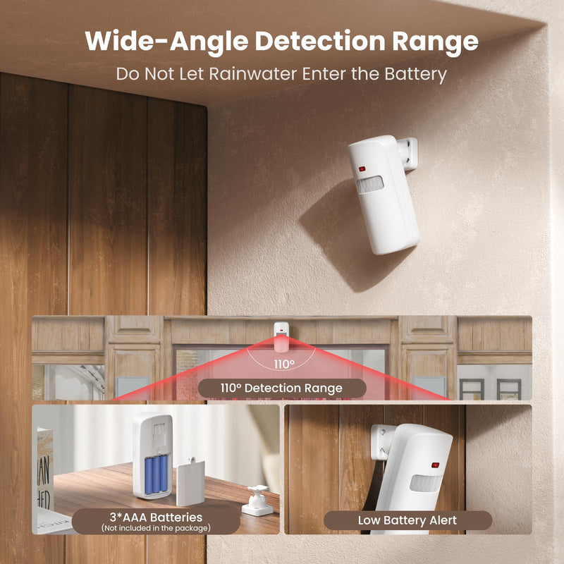 [Australia - AusPower] - Wireless Motion Sensor Door Chime, Fast Detection PIR Entry Alert with 61 Chimes, 5 Volume Levels, 1000Ft Range, RGB Light Indicator, Easy Install for Business, Home, Store, Elderly, Visitors 1 Sensors + 1 Receiver White 