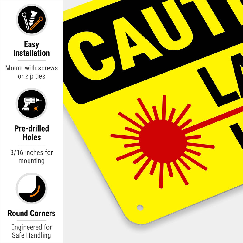 Laser in Use Sign, Caution Sign, 10x7 Inches, Rust Free .040 Aluminum, Fade Resistant, Made in USA