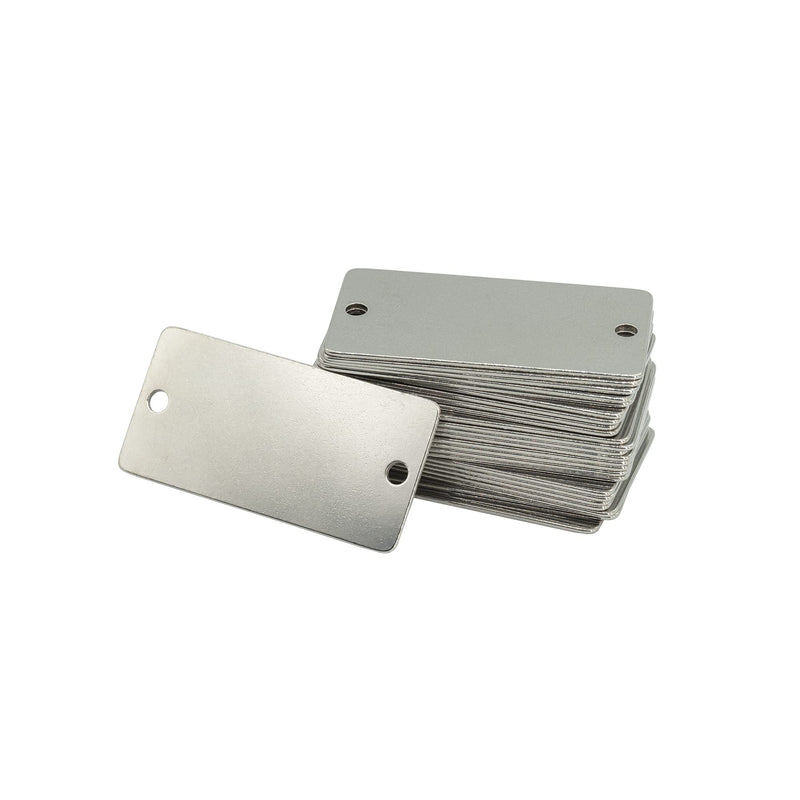 StayMax Metal Engraving Blanks Stamping Blanks Stainless Steel Rectangle Blank Tags with Two Holes 1 Inch x 2 Inch 50 Pack