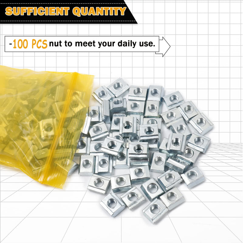 [Australia - AusPower] - KOOTANS 100pcs 2020 Series M5 Sliding T Nuts Metric M5 Thread Slide in T-Nut for 20x20 Standard 6mm T-Slot Aluminum Extrusion Profile 
