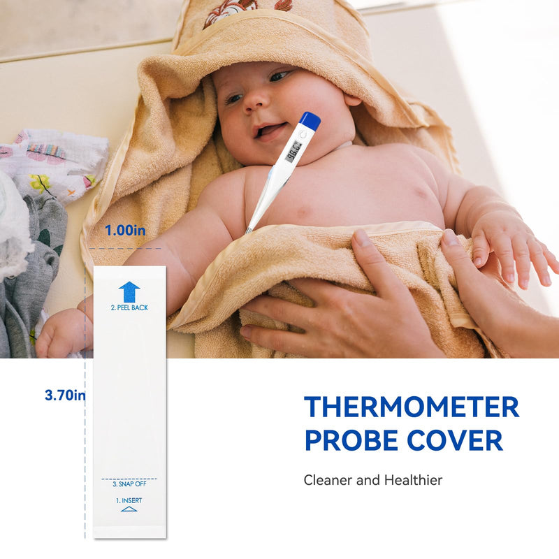 [Australia - AusPower] - [Value Bundle] Berrcom Digital Thermometer DT008 & Berrcom Disposable Digital Thermometers Probe Covers Set of 100 for Adults and Kids DT100TZ 