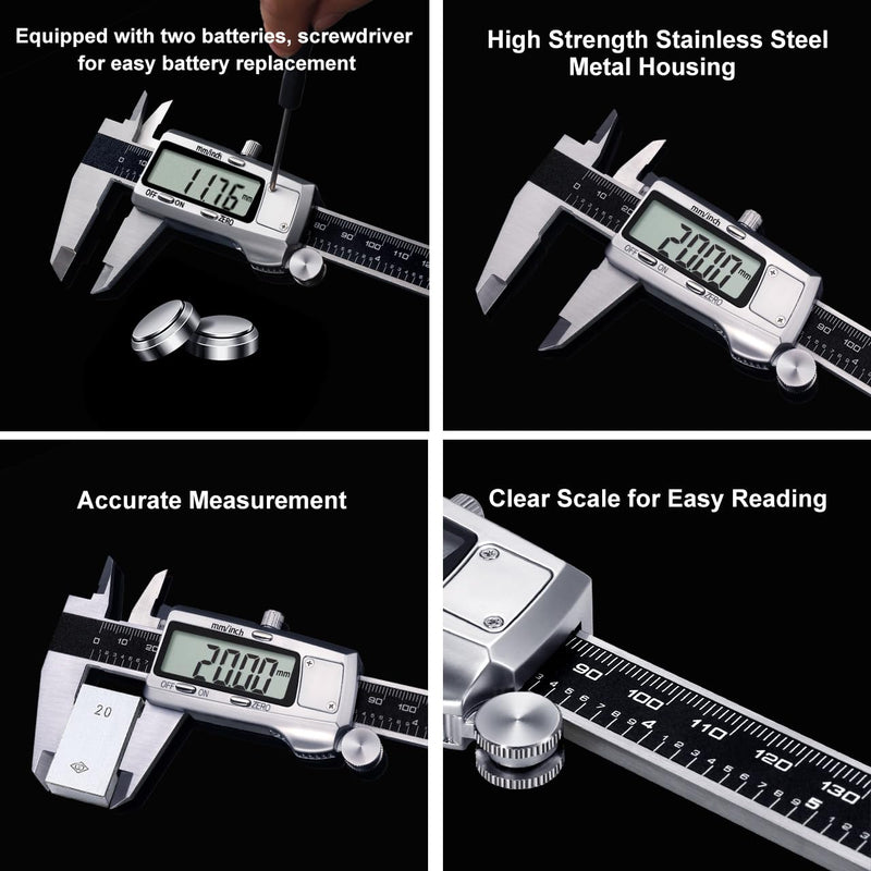 Kynup Digital Vernier Caliper, 150 mm Calliper Digital Stainless Steel | Electronic Digital Caliper Measuring Tools, Digital Calliper for Household and Industrial Measuring Gauge, Black