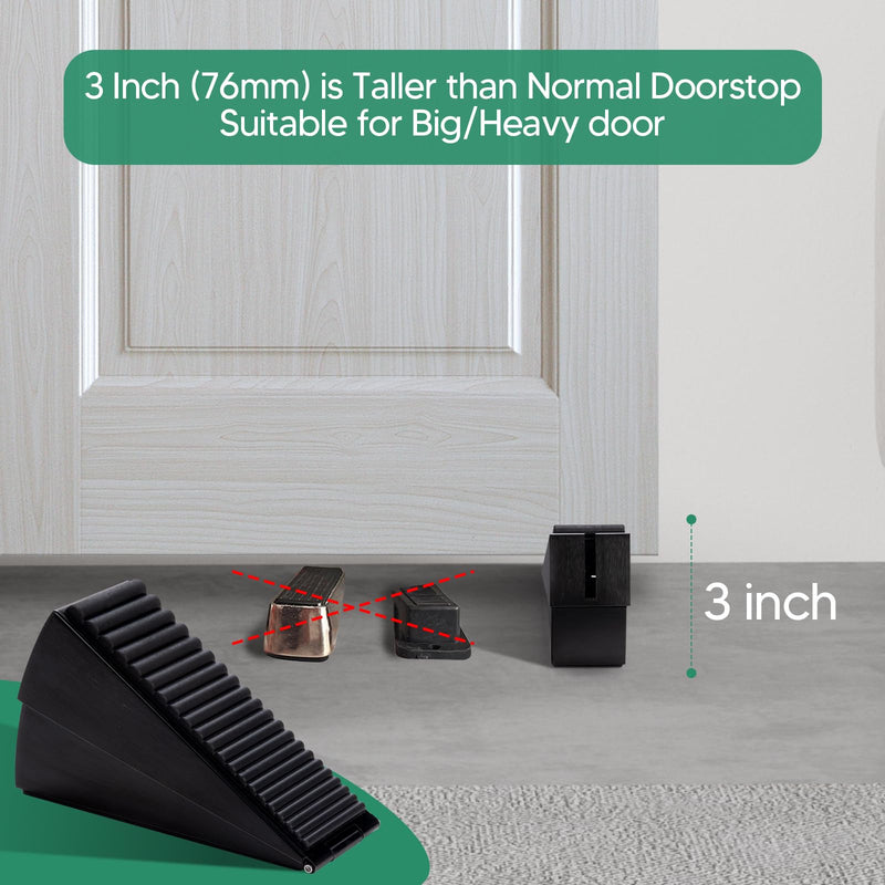 [Australia - AusPower] - Black Heavy Duty Door Stopper, Metal Rubber Door Wedge, Large Door Stop for Bottom of Door, Suits Any Heavy Door Gap Black-1 Pack 