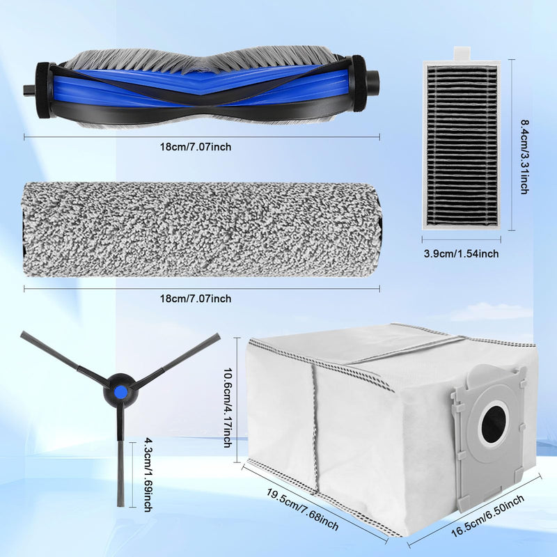 [Australia - AusPower] - 21 Pcs Spare Accessories Compatible with ECOVACS DEEBOT X8 PRO Omni/ S14 Plus Robot Vacuum and Mop Replacement Parts Includes 6 Dust Bags, 4 HEPA Filters, 6 Side Brushes, 3 Roller Mops X8 PRO OMNI/ S14 PLUS 21 PCS 