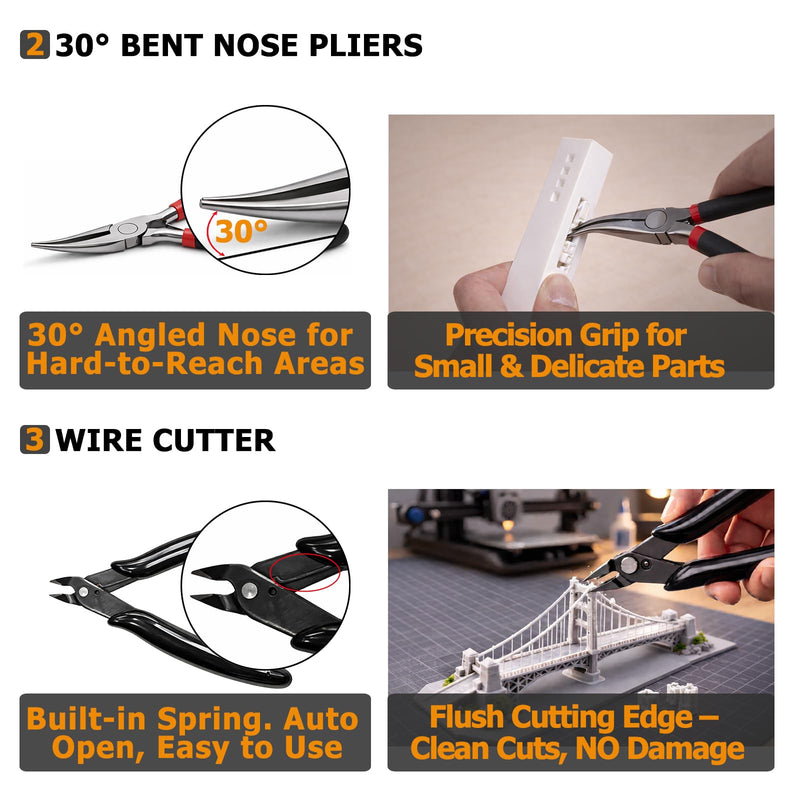 [Australia - AusPower] - 3D Printer Tools Kit, 49 PCS 3D Printer Accessories & Cleaning Kit for All FDM/SLA Printers with Nozzle Cleaner, Scraper, 5 Types Files, Brushes, Wire Cutter, Engraving Knife, Deburring Tool 