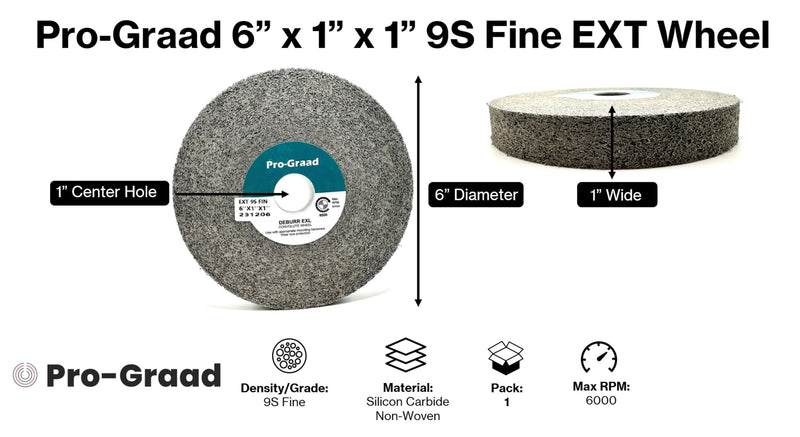 [Australia - AusPower] - EXT Deburring Wheel - 6" x 1" x 1" 9S Fine Grit - Silicon Carbide - Metal Deburring, Finishing and Polishing Wheel – Excels on Titanium, Stainless & Tough Alloys - Convolute - (1 Pack) 