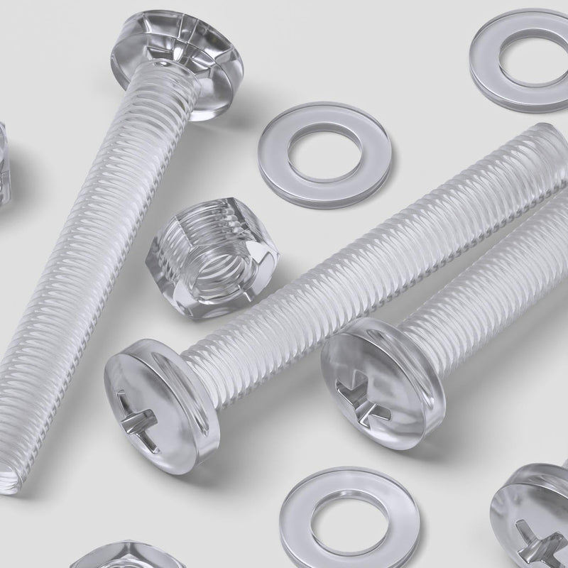 [Australia - AusPower] - 20 x Transparent Clear Plastic Acrylic M8 x 60mm Nuts & Bolts -Acrylic Plastic Screws, (15/64 x 2-23/64 in) 