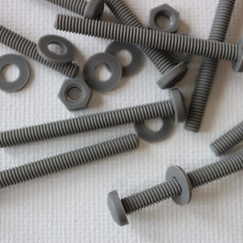 [Australia - AusPower] - 20 x Grey Pan Head Screws Polypropylene (PP) Plastic Nuts and Bolts, Washers, M4 x 40mm, Anti-Corrosion, Chemical Resistant, Gray, (5/32 x 1 37/64 in) 