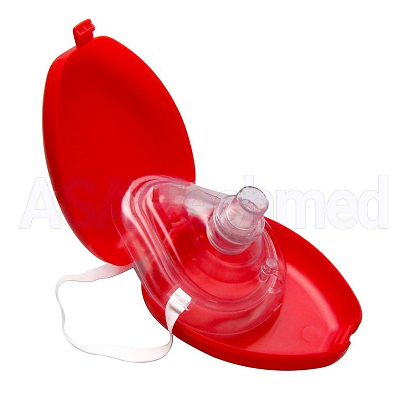 [Australia - AusPower] - ASA TECHMED Medical First Aid CPR Mask for Adult/Kids Pocket Resuscitator with One-Way Valve  Hard Case with Wrist Strap, Gloves, Wipes and 2 Keychain CPR Face Shield Approved 