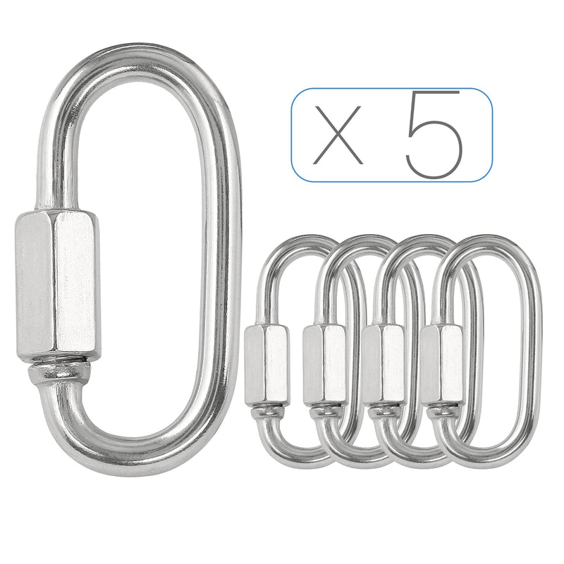 [Australia - AusPower] - 5pcs M4 Quick Link Chain, 5/32 Inch Stainless Steel Quick Links, D Shape Locking Quick Connector - 500lb Capacity 