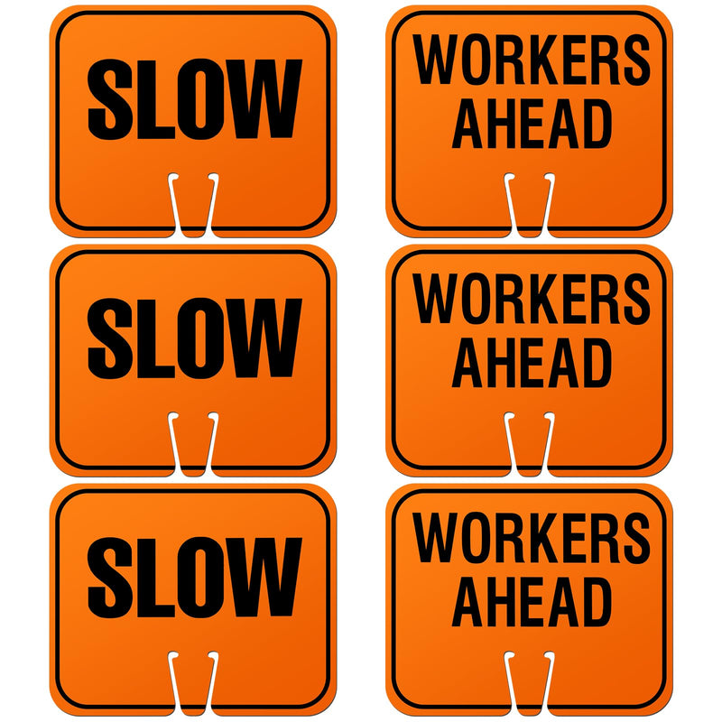 Geetery 6 Pcs Traffic Cone Arrow Signs 10.4"x 12.6" Reversible Orange Road Signs Bulk Road Closed Cone Top Traffic Warning Directional Left Right Arrows Sign for Outdoor Construction (Slow) Slow