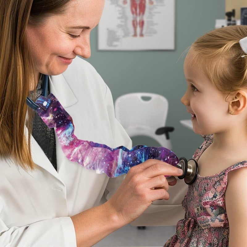 [Australia - AusPower] - Babrukda Purple Galaxy Stethoscope Covers for Nurses Doctors Stethoscope Accessories Stretchy Stethophone Cover Scrunchie with Elastic Bottom Snaps Universal 1 Pack 