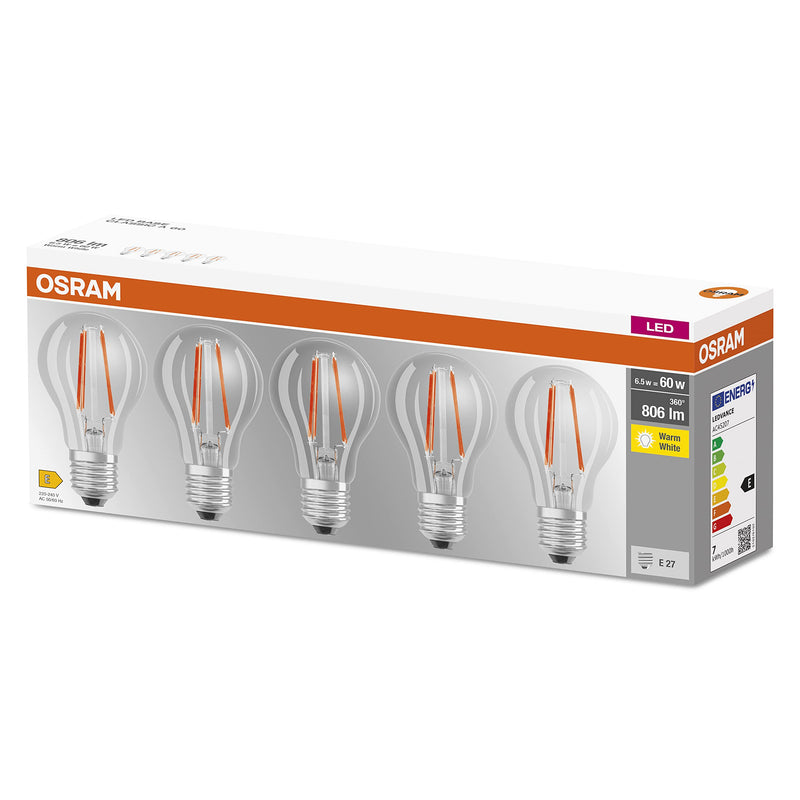 Osram LED light bulb 2700k Warm White 60 W 5 Pack Box 5