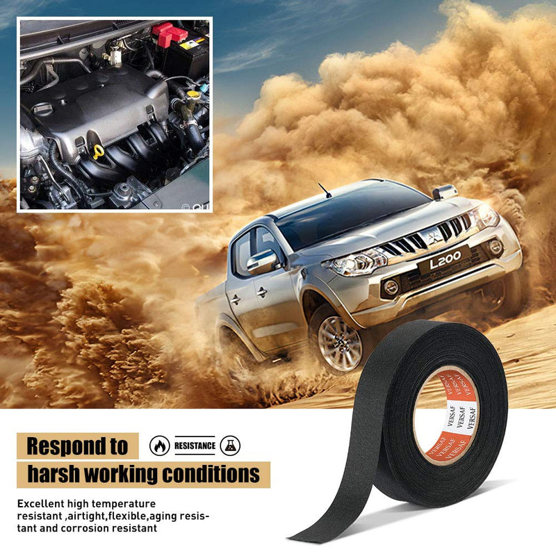 VERSAF Wire Harness Automotive Cloth Tape - Adhesive High Noise Resistance Heat Proof Chemical Fiber Fabric Electrical Tape for Wrapping Wiring Harness/Insulation/Car Engine (0.75″82′Pack of 1 Piece)