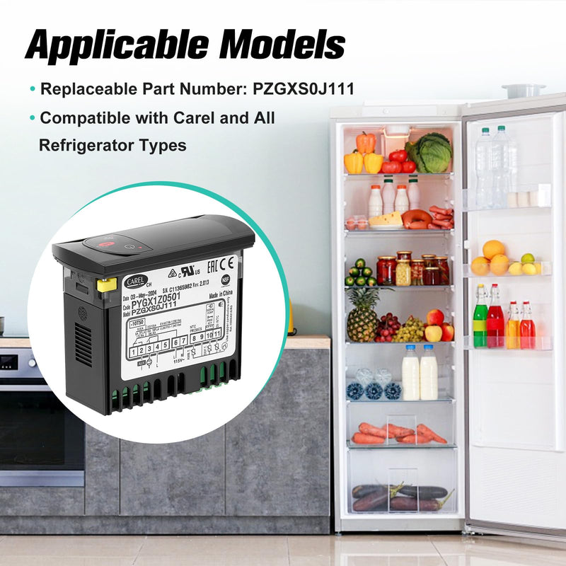 [Australia - AusPower] - PZGXS0J111 Temperature Thermostat with Temperature Sensor Probe, 115V Digital Temperature Controller Kit Compatible with Carel All Refrigerator Types 
