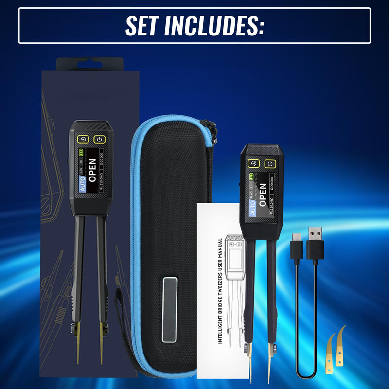 [Australia - AusPower] - 10kHz LCR Meter Tweezer, ESR Meter, Mini SMD Multimeter, Capacitance Inductance Continuity Diode Tester, Measurement Electronic Component Multimeter, Rechargeable Component Diode Tester-LCR-ST1 